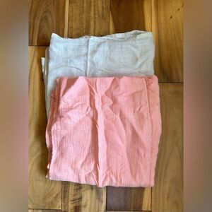 Peach and cream baby swaddles. Set of 2